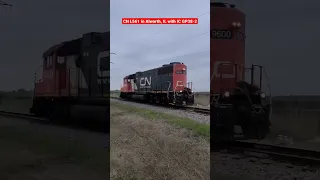 CN Train L561 With Illinois Central GP38-2 in Alworth, IL, 2023/05/13