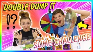 DOUBLE DUMP IT MYSTERY WHEEL of SLIME CHALLENGE | Kayla Davis