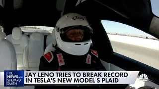 Jay Leno tries to break record in Tesla's new Model S Plaid on 'Jay Leno's Garage'