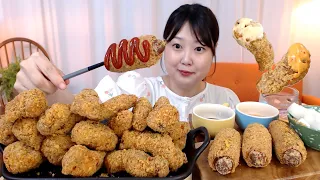 60계 빠삭빠삭 크랑이치킨 호랑이핫도그 불닭소스 먹방 Crunch Chicken Corndog Koreanfood Mukbang