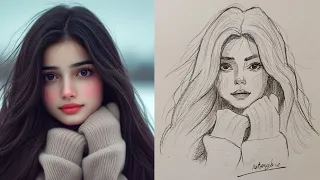 How to draw a girl face step by step / Easy drawing /  white Loomis