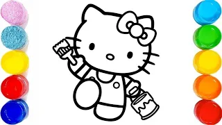 Hello Kitty Painting 🖌️ Easy and Simple Drawing painting and coloring for kids and toddlers