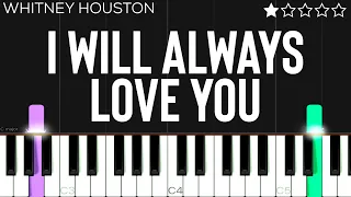 Whitney Houston - I Will Always Love You | EASY Piano Tutorial