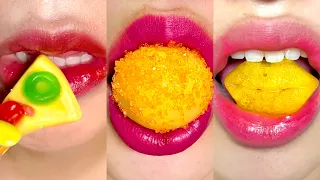 asmr YELLOW & ORANGE FOOD eating sounds EMOJI MUBANG 먹방 노랑 주황 음식