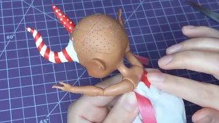 Making a Gingerbread Demon Girl With a Little House Display | OOAK Cave Club Doll Repaint