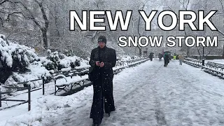 NEW YORK CITY Walking Tour [4K] - SNOW STORM