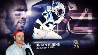 Rugby Player Reacts to BRIAN BURNS (DE, Panthers) #54 Top 100 NFL Players of 2023