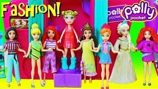 DisneyCarToys Frozen Elsa & Polly Pocket Kids Toys Disney Princess Magic Clip Dolls Dress Up Booth