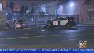 LAPD Cruiser Involved In Crash During Pursuit In South LA, 1 Hurt