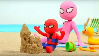 Spiderman Baby & Spidergirl Play Doh Cartoons - Superhero Babies, Frozen Elsa & Hulk Stop Motion