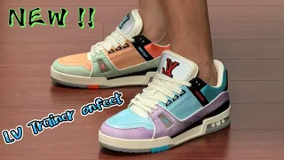 UNBOXING Louis Vuitton Trainer Sneaker |LV NEW SNEAKER COLORWAY 2024|TRY ON FEET