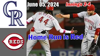 Reds vs Rockies June 05, 2024 [innings 2-4] Game Highlights | MLB Highlights | 2024 MLB Season