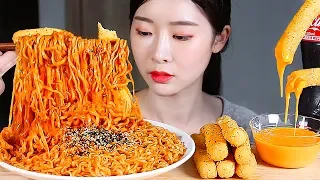 SPICY NOODLES CHEESE STICKS ASMR Mukbang Eating Show