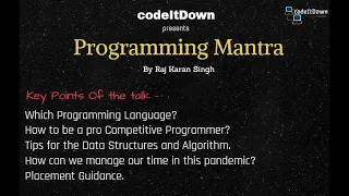 Programming Mantra By Prof. Raj Karan Singh | codeItDown