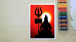 How To Draw Lord Shiva Easy/Maha Shivaratri Special/Mahadev Drawing with Oil Pastels