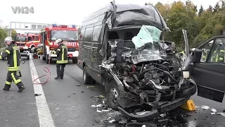 11.11.2019 - VN24 - Two heavy trapped in panel van after rear-end collision on A1