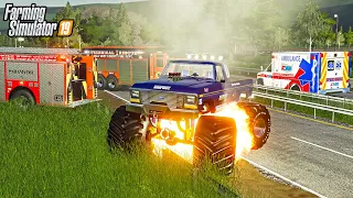 BIGFOOT "EXPLODED" ON INTERSTATE | FIRE RESCUE | FARMING SIMULATOR 2019