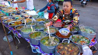 Under $1 ! Fast Serving More Than 30 Khmer Dinners |  Cambodian Street Food in Siem Reap