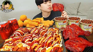 ASMR MUKBANG | Giant BBQ Chicken Drumsticks, black bean noodles, fried egg recipe ! eating