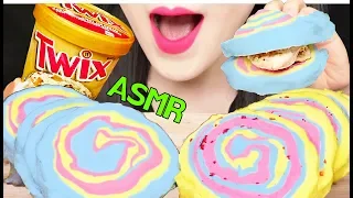 ASMR COTTON CANDY, TWIX ICE CREAM SANDWICH 썰어먹는 솜사탕, 트윅스 아이스크림 먹방 EATING SOUNDS