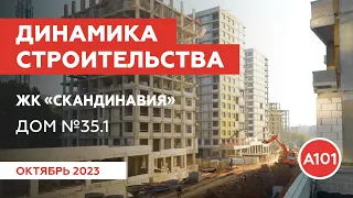 Динамика строительства дома 35.1 в ЖК «Скандинавия»