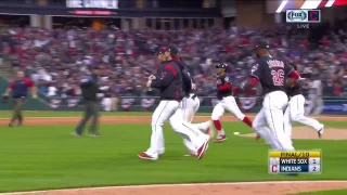 Cleveland Indians celebrate walk-off victory over White Sox in extra-inning home opener