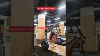 😮 117 KG Triple Lift By Girl ♥️ At Gym #shorts