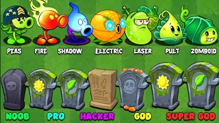 PvZ2 - How Many Plants Can Defeat 7 Gravestone Noob - Pro - Hacker - God - Super God | Challenge!