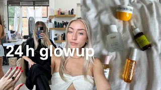 EXTREME 24 hour glow up for back to school | hair, nails, brows, tan + more