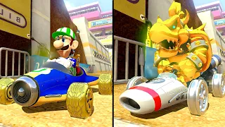 Mario Kart 8 Duluxe -  Bowser Gold Vs Luigi Golf (Leaf Cup & Lightning Cup) [2 Players]