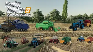 FS19 Timelapse #35 Уборочная, прессование соломы, перевозка тюков Енисей-954, ДОН-1500Б,МТЗ-82,ЮМЗ-6