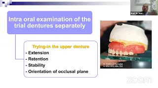 Complete denture try-in. Part 2: Intraoral examination of the upper trial denture