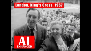 "The Square", King's Cross, London, 1957 - Michael Winner's First Film, Unreleased. AI Enhanced. BW.