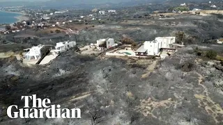 Drone footage shows scale of damage from wildfires on Rhodes