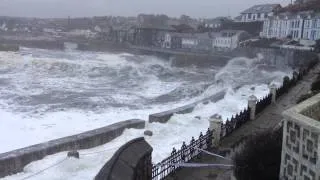 Porthleven Winter Storm, Waves on the One-Way Road