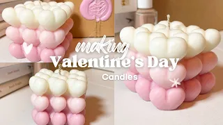 Making Valentines Day candles | Limited edition | Heart bubble candle | Pink ombre candle