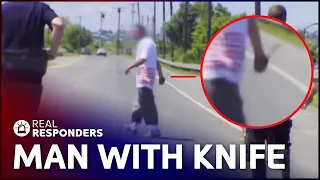 Multiple Police Officers Take Down Dangerous Man With Knife | Cops | Real Responders