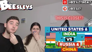 British Couple Reacts to USA & India VS China & Russia - Who Would Win? (Army / Military Comparison)