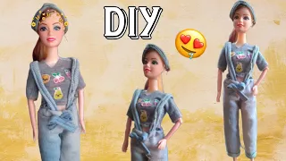 DIY Overall Jumpsuit for BARBIE doll 😍||Reuse old DENIM || Doll DENIM DESIGNS💫 pt -1 ||