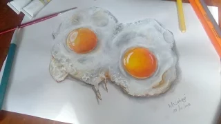 Fried Eggs | Painting and drawing- How to Paint 3D Art