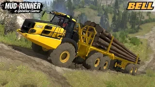 Spintires: MudRunner - BELL B45E LOGGING TRUCK Difficult Road over the Hills