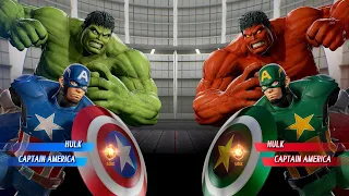 Hulk & Captain America VS Red Hulk & Green Captain America - Marvel vs Capcom Infinite