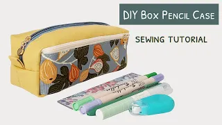 How to sew a box pencil case with pocket | DIY pencil pouch | diy double zipper pouch tutorial