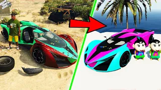 GTA 5 : Shinchan & Pinchan Repaired Garbage To Lamborghini in GTA 5 ! (GTA 5 mods)