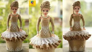 Beautiful Jute Craft Doll | How to Decorate doll From Jute Rope | Home Decoration Design Handmade