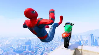 GTA 5 Spiderman Epic Jumps - Spider-Man Stunts & Ragdolls