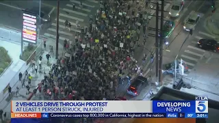 No arrests after 2 vehicles drove through crowd of protesters in Hollywood, LAPD says