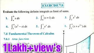 Exercise7.8 integration chapter 7  ncert class12th maths science students|| limits of sums integrals