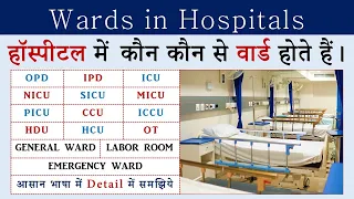 Types of Wards in Hospital | OPD ICU NICU SICU MICU PICU OT HCU CCU IPD, Labor Room, Emergency Ward