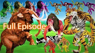 10 Monster Lion Vs 10 Giant Tiger Wolf Attack Cow Cartoon Buffalo Saved By Woolly Mammoth Vs T Rex